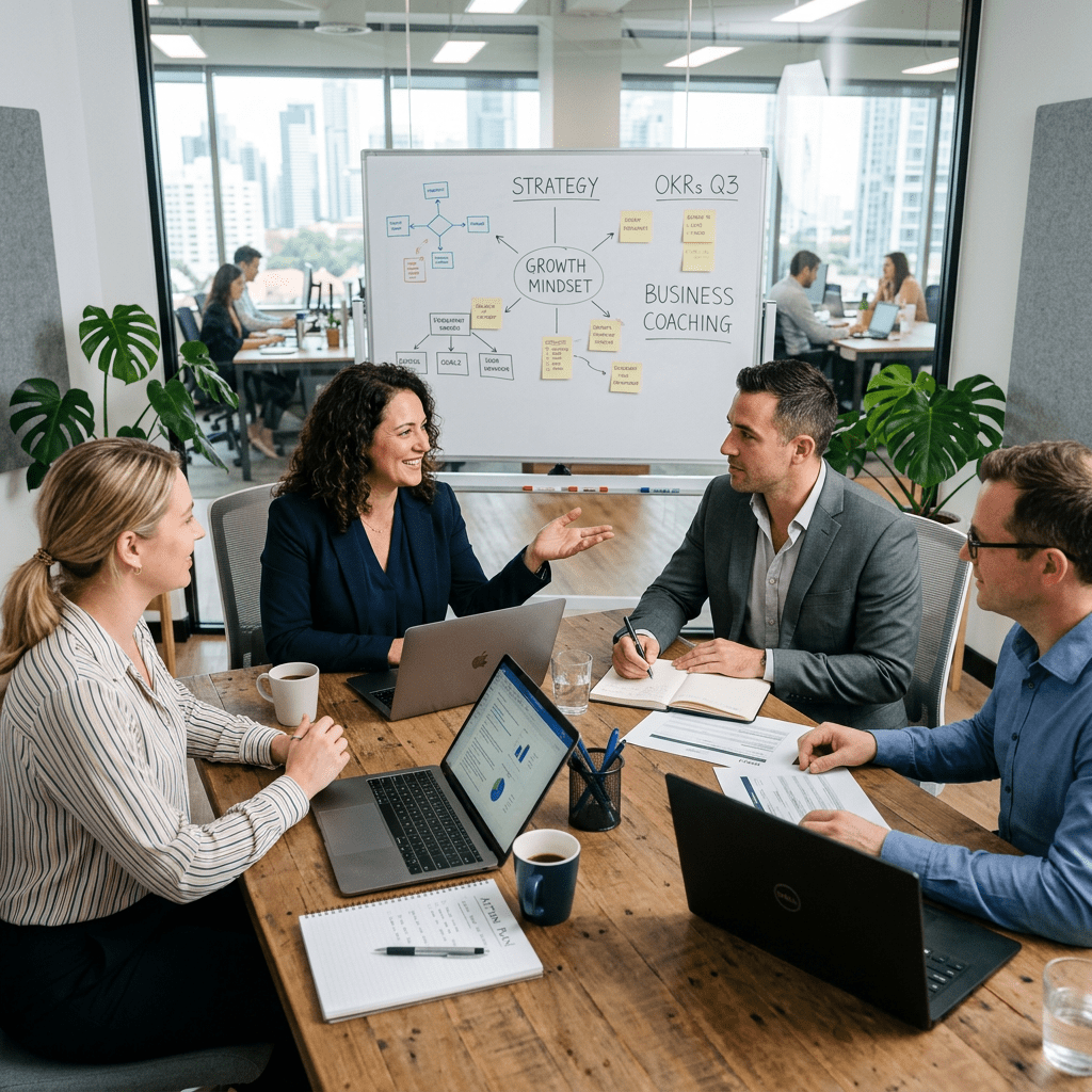 Business coaching meeting in office